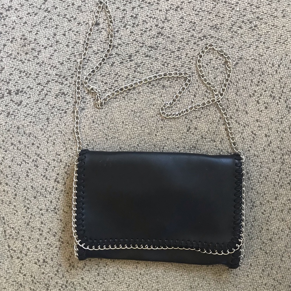 Urban expressions Black Chain-Trim Crossbody Bag